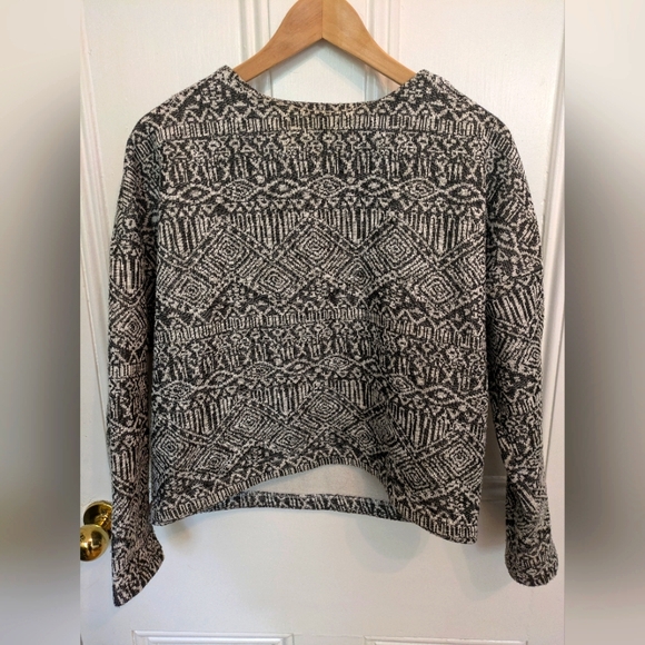 Cropped Valérie Dumaine grey patterned sweatshirt size small - Picture 1 of 5